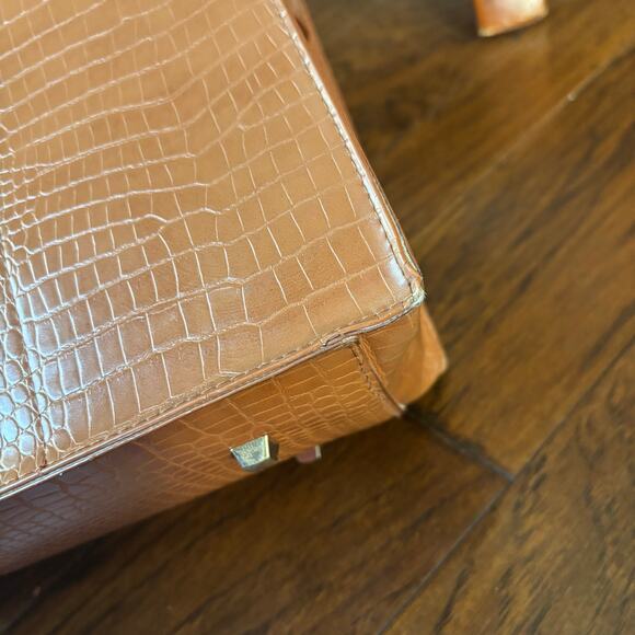 BEIS The Work Tote in Cognac Croc Standard Size Classic Minimalist - Picture 12 of 16